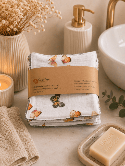 Lot de 6 lingettes lavables Butterfly