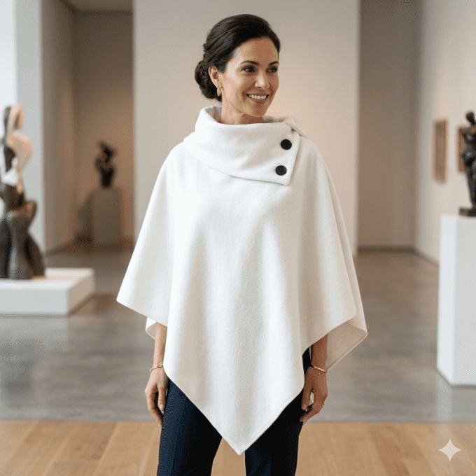 Poncho cape blanc